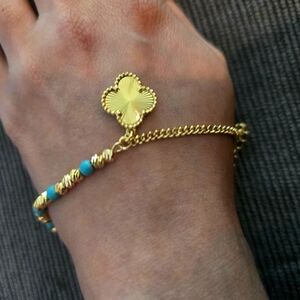 21kgp Dubai Jewelry Gold and Turquoise Bracelet